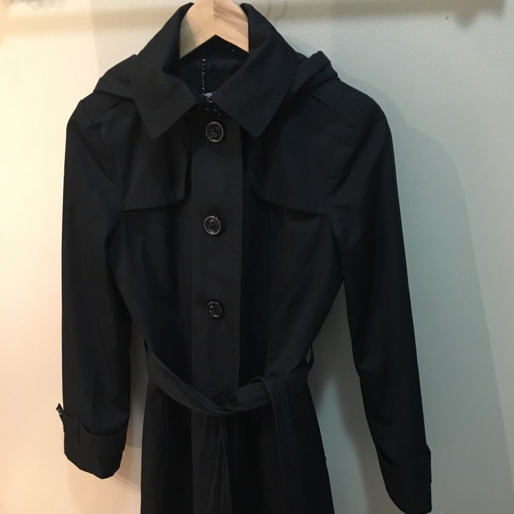 Black Trench Coat Mid-Length